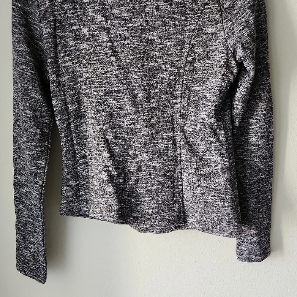 Mystree Textured Gray Knit Jacket Blazer Asymmetric Zip Drape Collar Sz S NWT